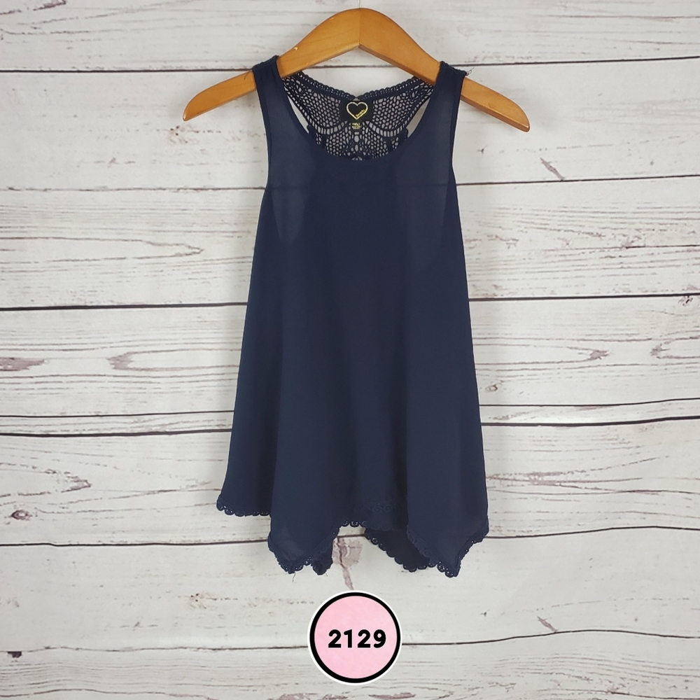 hearts girls large navy blue sleeveless loose top ( 5 for $20 )
